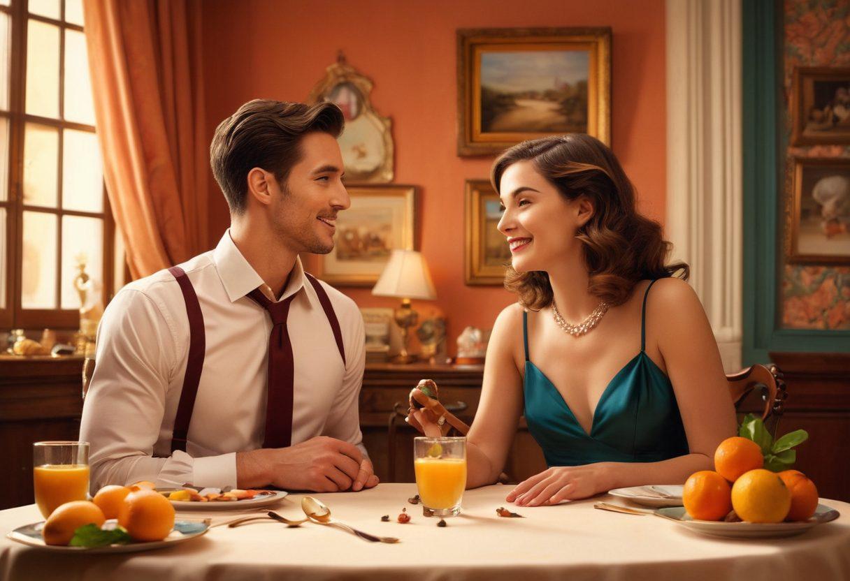 A split scene featuring a playful, mischievous side with whimsical adult-themed illustrations on one side, transitioning to a sophisticated, elegant side featuring tasteful romantic imagery on the other. Incorporate soft lighting, warm colors, and subtle details that reflect maturity and creativity, symbolizing the journey from naughty to nice. The background should blend these two moods seamlessly. super-realistic. vibrant colors. elegant art.